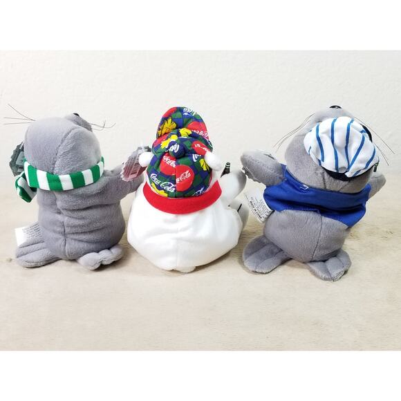 Coca Cola Polar Bear Seal Bean Bag Plush 1997 1998 Christmas 8" New Vintage x3 - Picture 11 of 16
